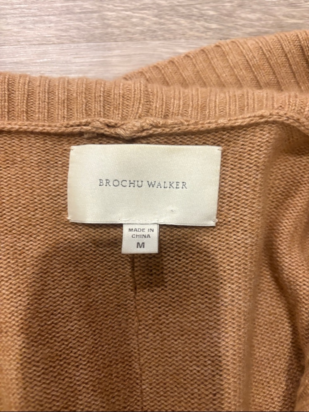 Brochu Walker Camel Shawl-Collar Knit Cardigan - Picture 2 of 6